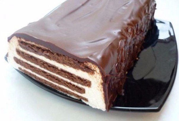 Нежный торт без выпечки «Полосатый»